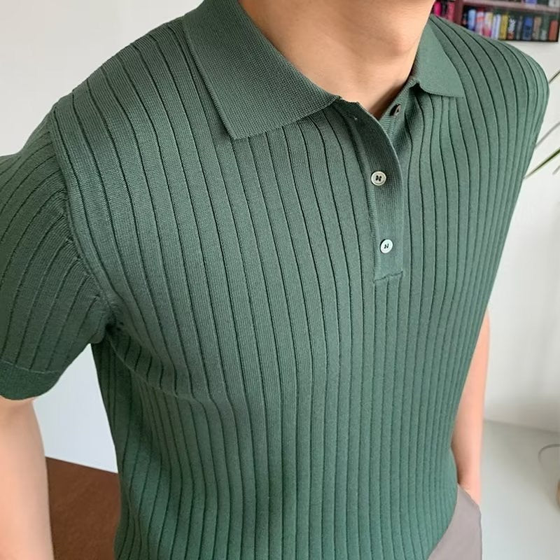 GIMCHEON - Pull Polo pour Homme en Coton
