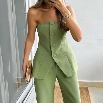 NOELLE - Ensemble Bustier et Pantalon Femme