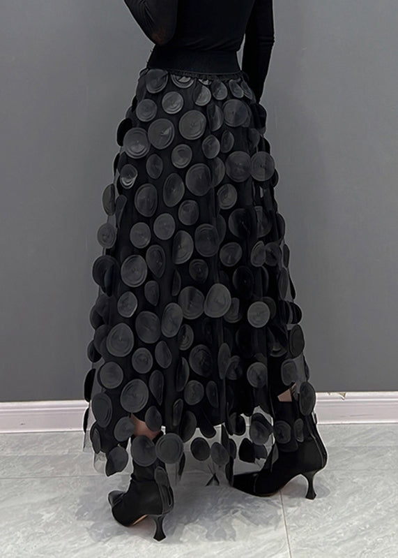 Jupe Midi Femme - Tulle Évasé avec Détails Circulaires - Design Superposé