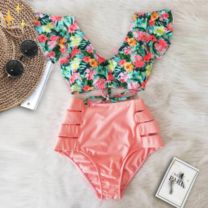 Bikini Ensemble avec Top à Volants et Culotte Taille Haute – Zaya