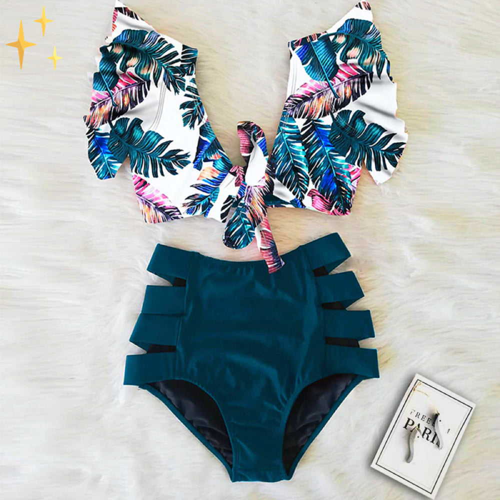Bikini Ensemble avec Top à Volants et Culotte Taille Haute – Zaya