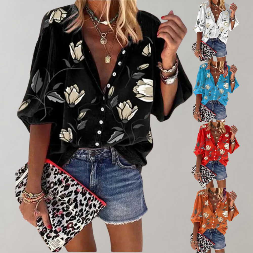 CLAIRE | Haut raffiné avec motif floral - Luviera Fashion