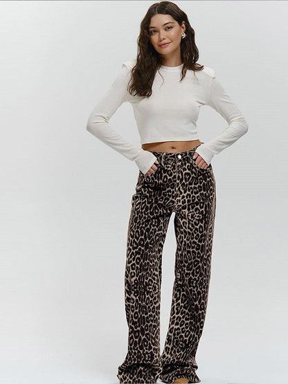 LÉANA | Pantalon ample taille haute avec imprimé abstrait, parfait pour une allure élégante - Luviera Fashion