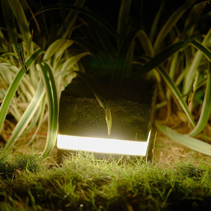 Lampes de Jardin Solaires Étanches - Lampes LED Carrées en Pierre au Design Moderne