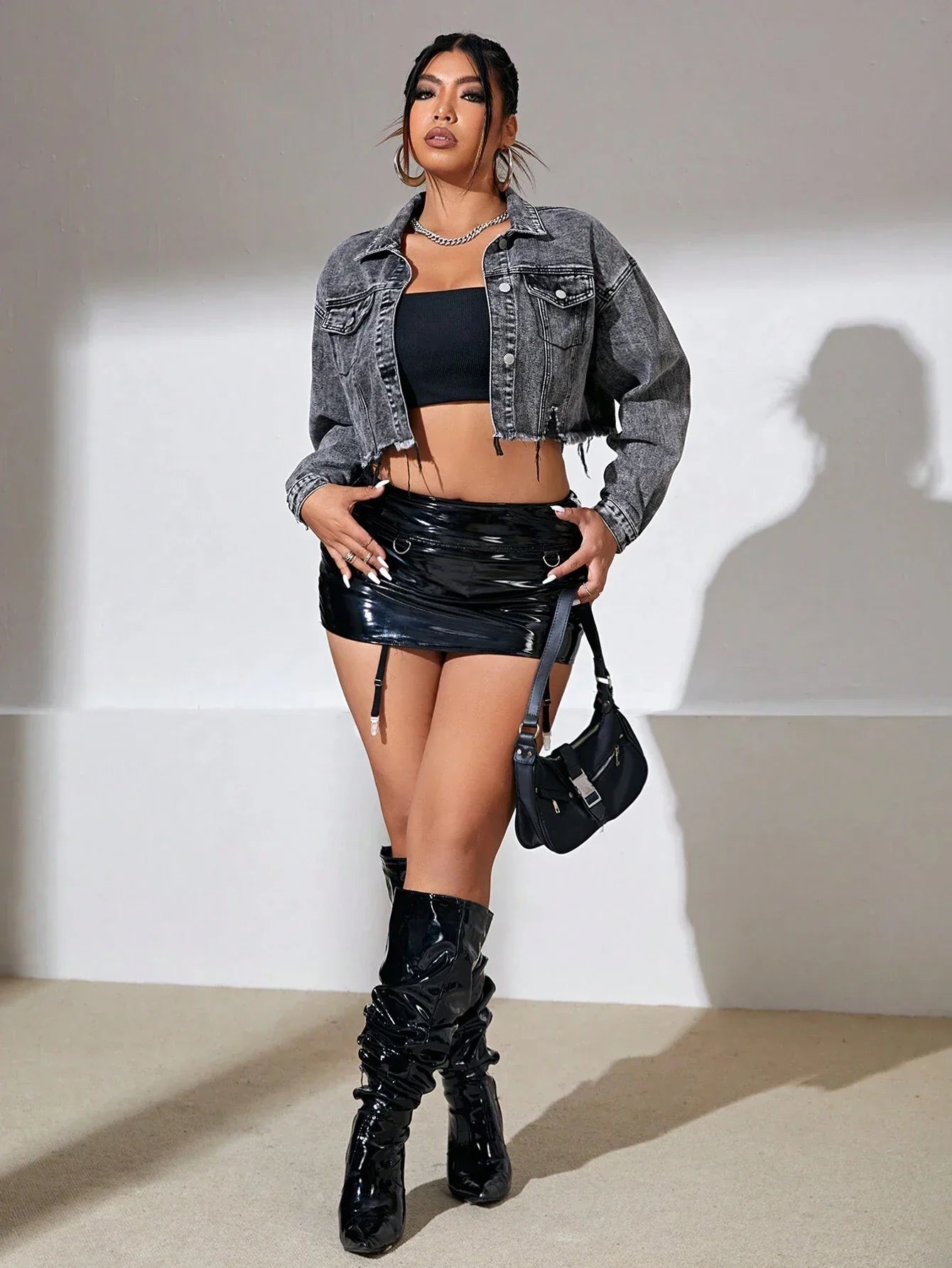 LINA | Veste en jean grise