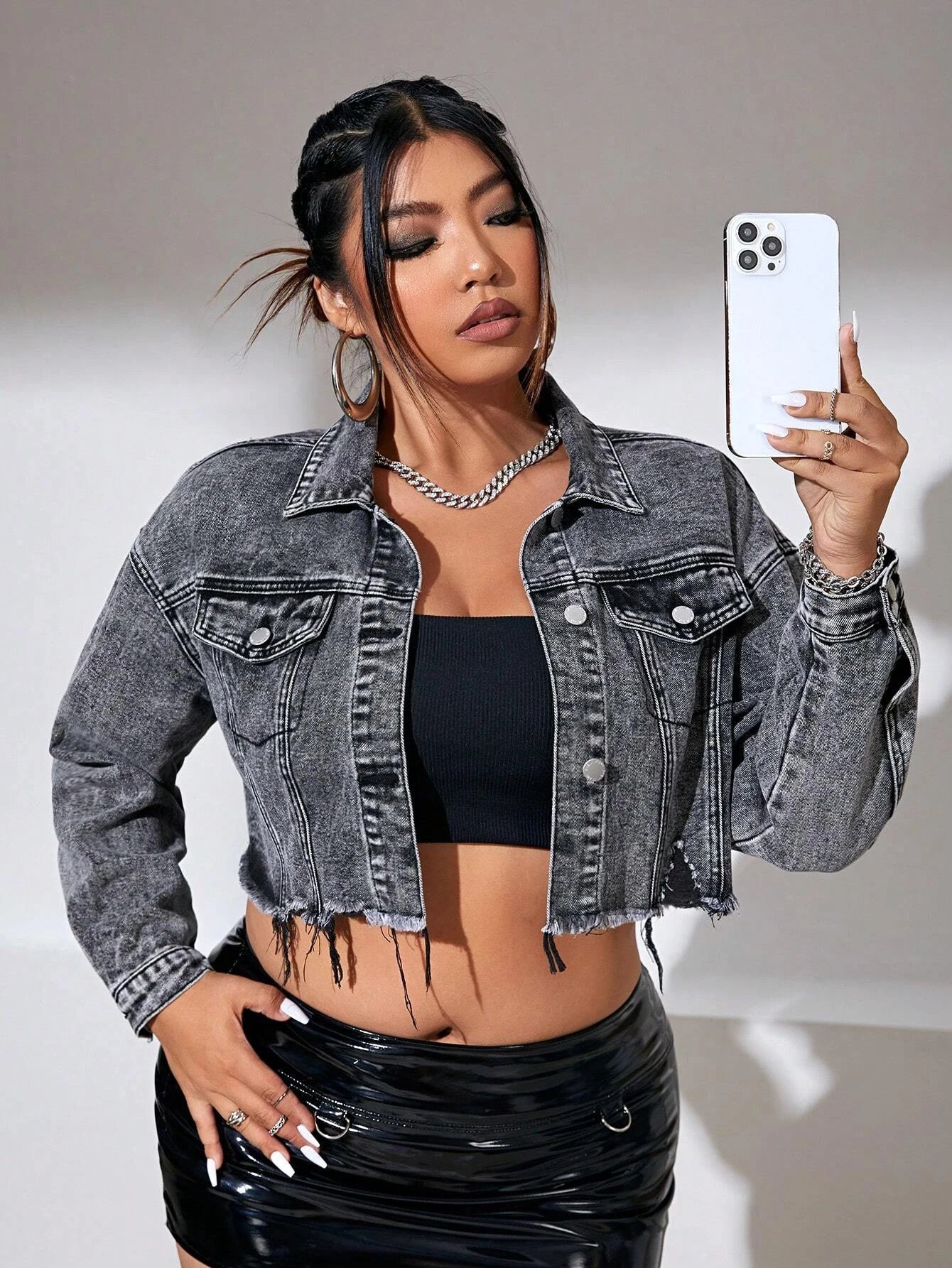 LINA | Veste en jean grise