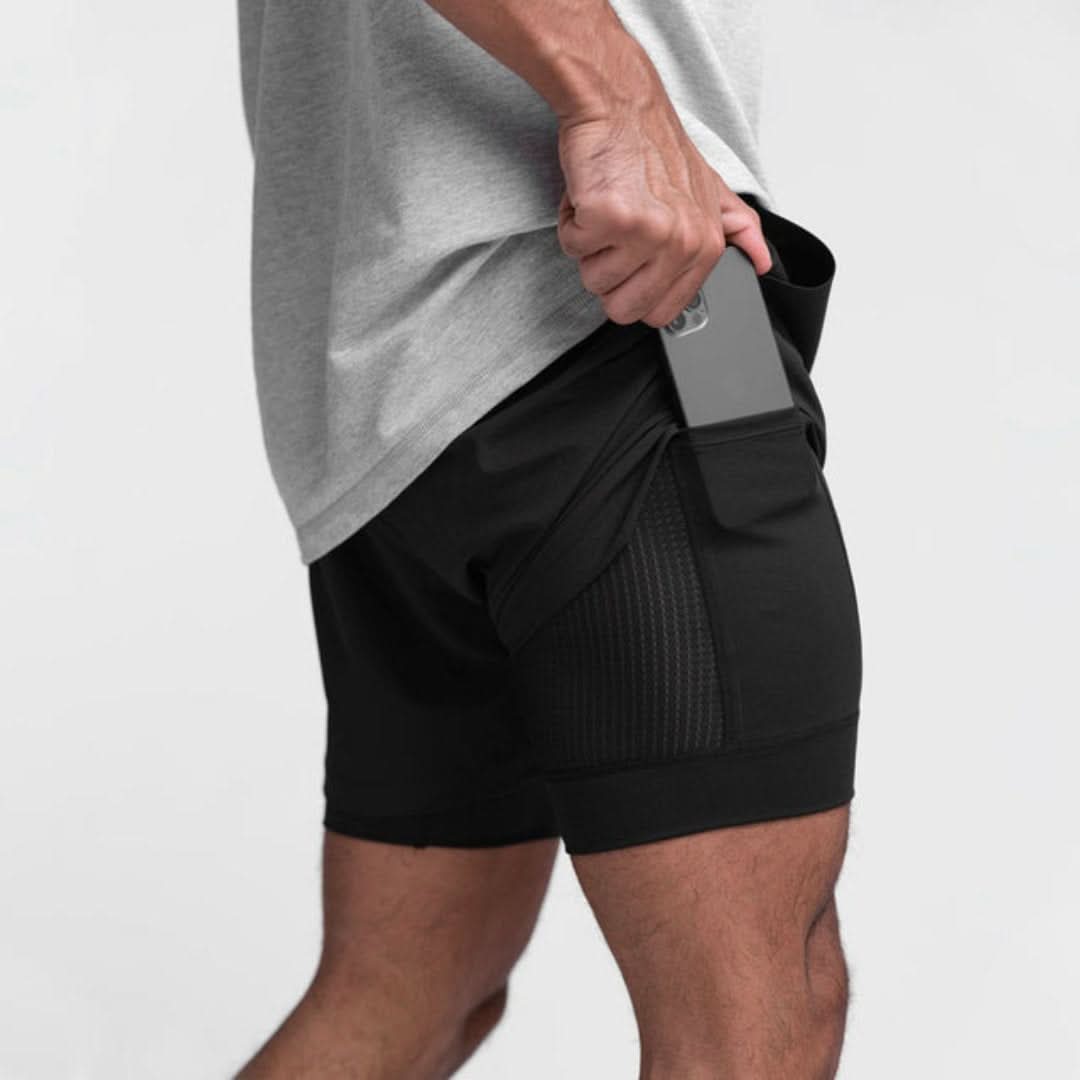 Shorts de sport 2-en-1 pour hommes avec short intérieur respirant - Noah