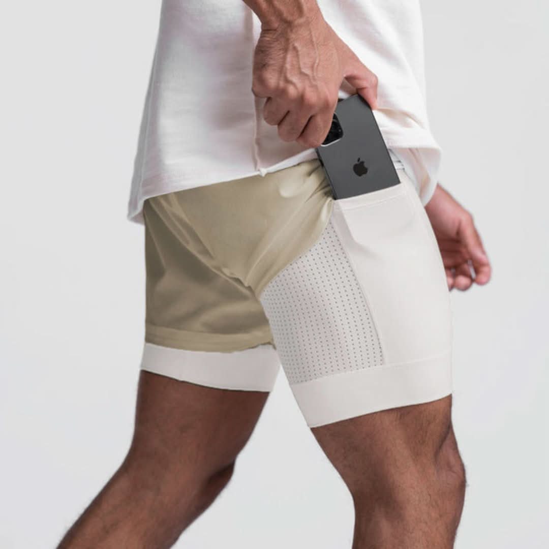 Shorts de sport 2-en-1 pour hommes avec short intérieur respirant - Noah