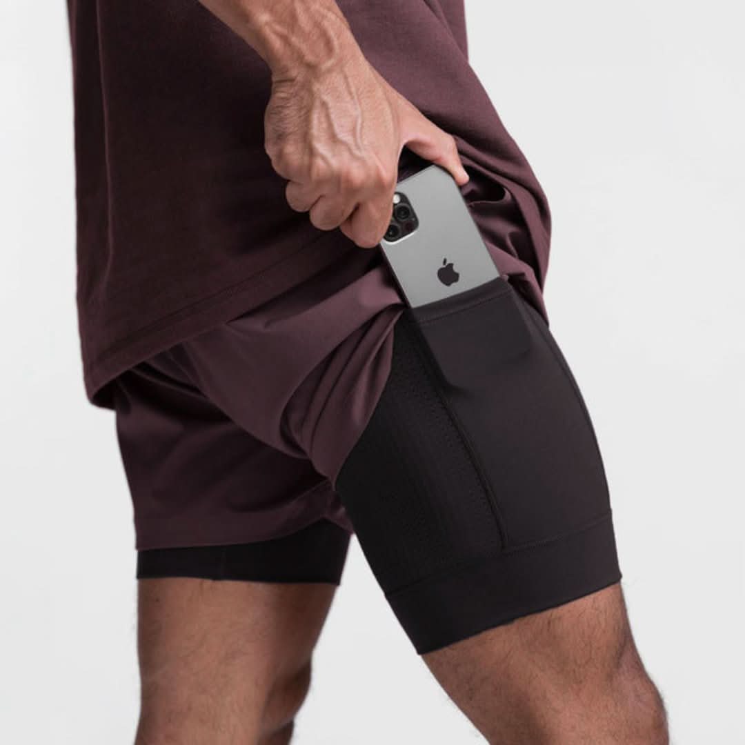 Shorts de sport 2-en-1 pour hommes avec short intérieur respirant - Noah