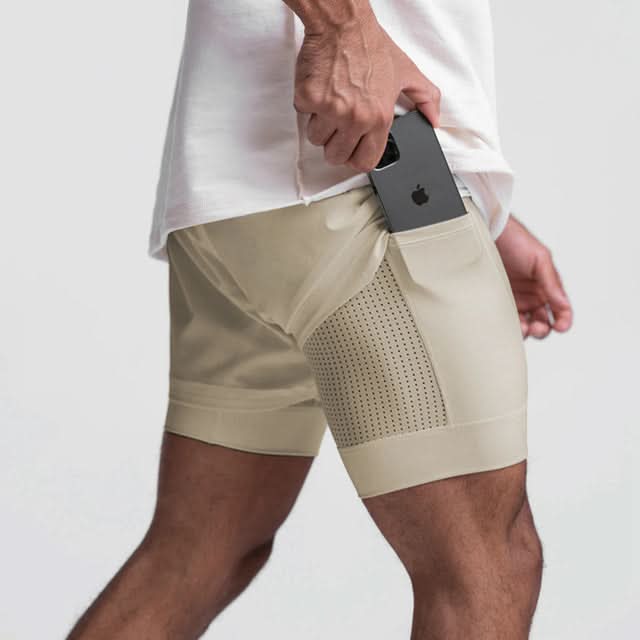 Shorts de sport 2-en-1 pour hommes avec short intérieur respirant - Noah