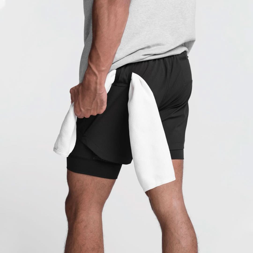 Shorts de sport 2-en-1 pour hommes avec short intérieur respirant - Noah