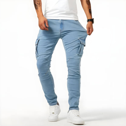 BERTRAN | Pantalon cargo en denim avec élastique pour hommes - Luviera Fashion