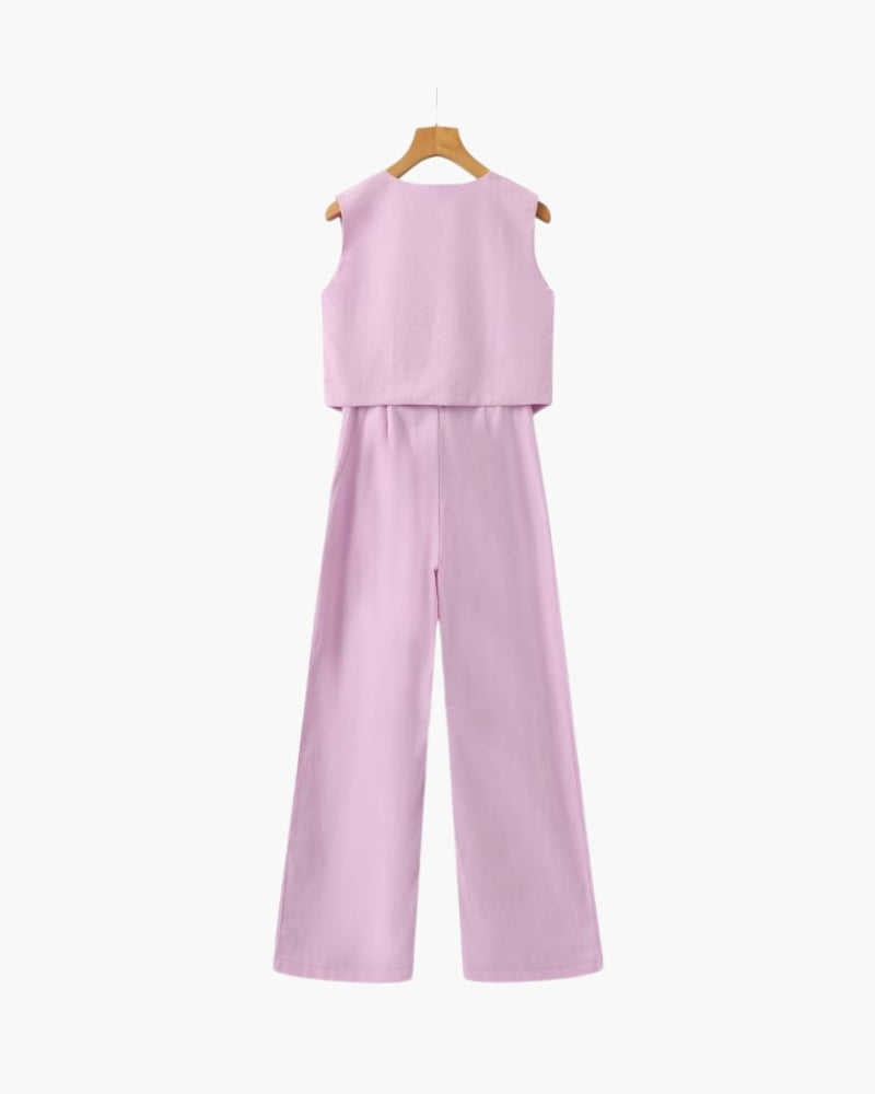 Ensemble Élégant en Lin - Deux Pièces pour Femme