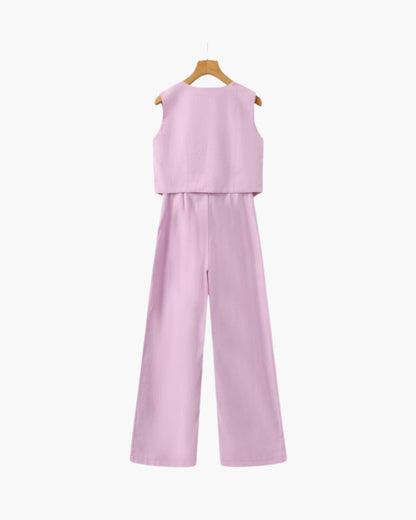 Ensemble Élégant en Lin - Deux Pièces pour Femme