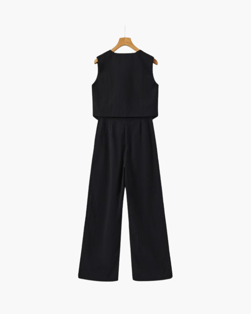 Ensemble Élégant en Lin - Deux Pièces pour Femme