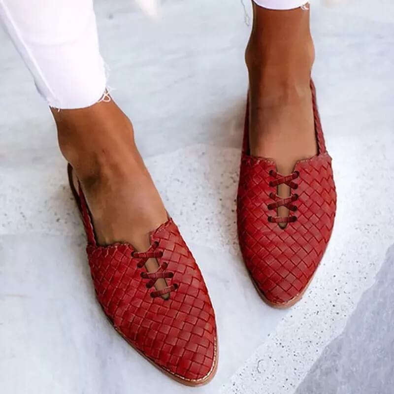 Clara Chaussons en cuir tissé à la main - Collection été 2025