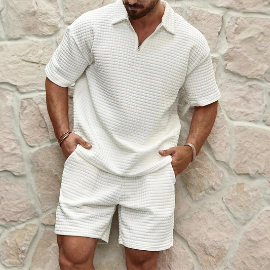 Léo | Tenue d'été raffinée pour hommes : Polo et short - Luviera Fashion