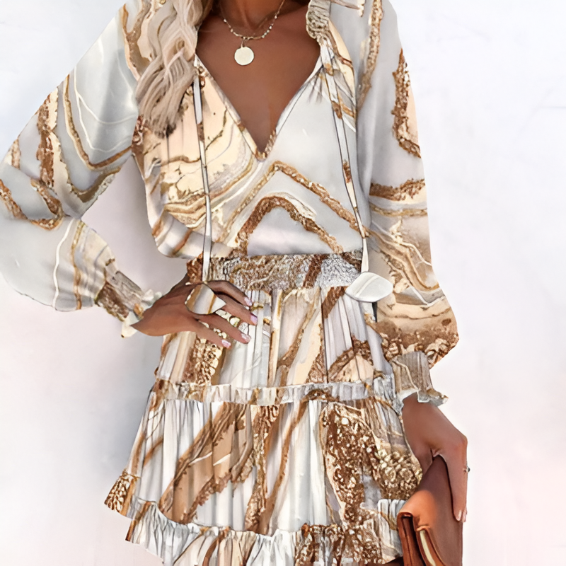 Robe d'été enjouée avec motifs et volants – Lina