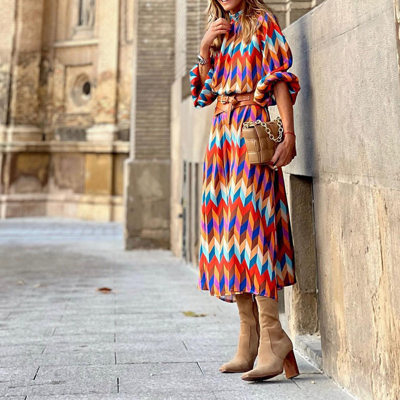 Robe midi colorée à motifs - Sophia