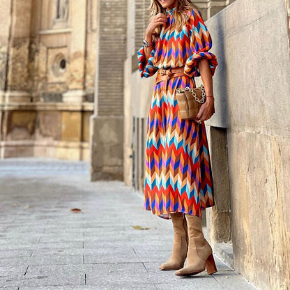 Robe midi colorée à motifs - Sophia