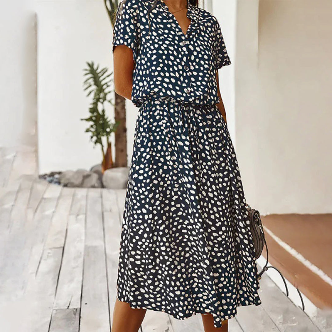 Robe imprimée à col en V – Marielle