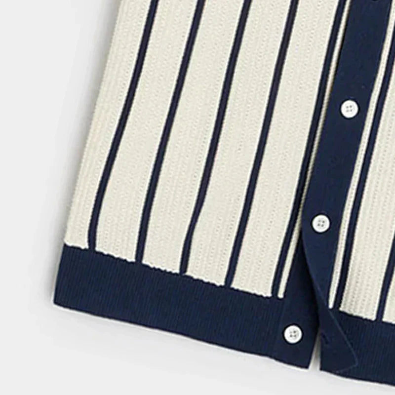 Chemise à boutons rayée en tricot pour hommes – Emilio