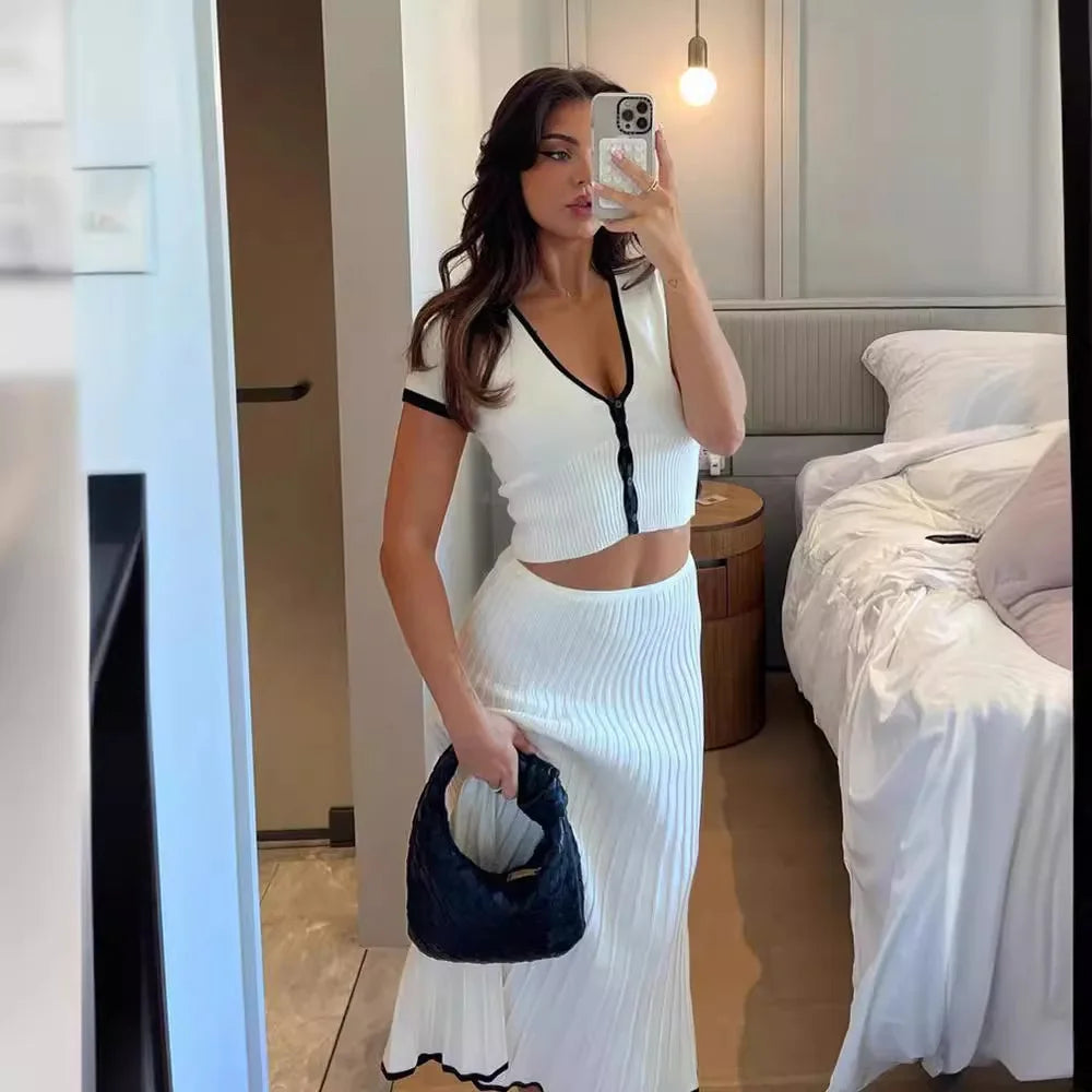 MILA | Ensemble chic deux pièces noir et blanc