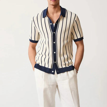 Chemise à boutons rayée en tricot pour hommes – Emilio