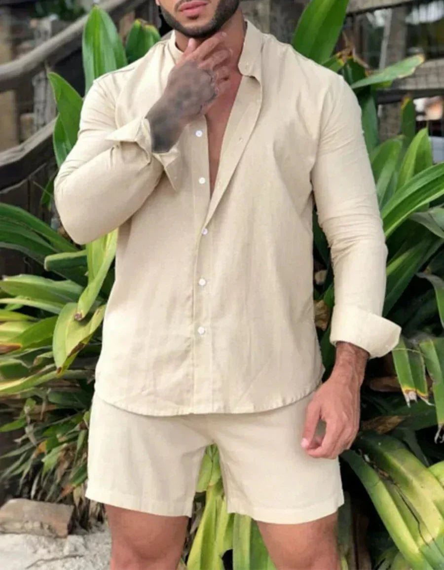 Ensemble d'été léger et tendance 2 pièces pour hommes – Chemise et shorts Marlo