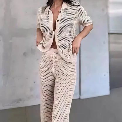 Ensemble d'été léger et tendance avec découpes et pantalon long pour femmes – Liora