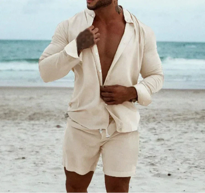 Ensemble d'été léger et tendance 2 pièces pour hommes – Chemise et shorts Marlo
