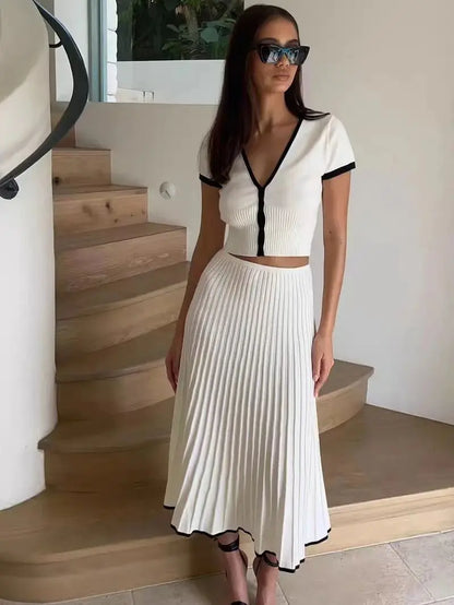 MILA | Ensemble chic deux pièces noir et blanc