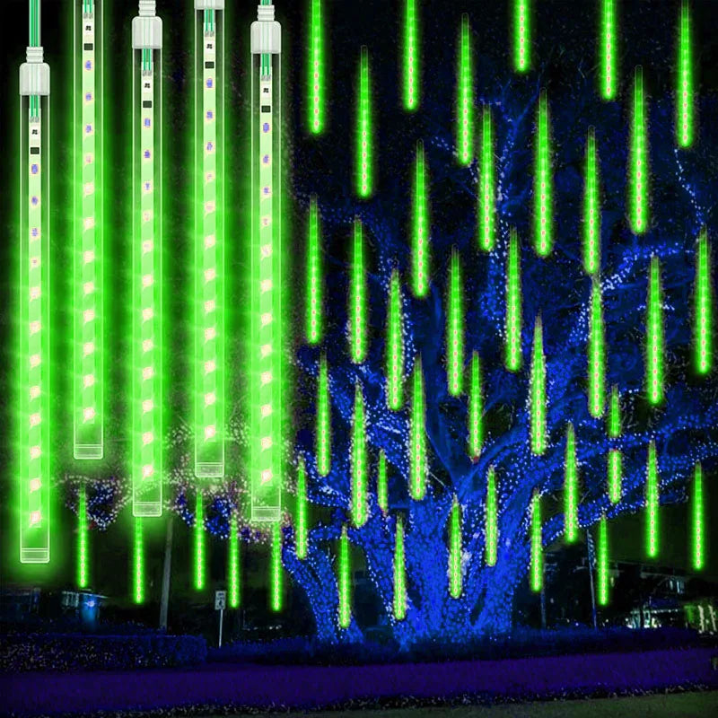 Lumières LED d'extérieur en forme de goutte d'eau – Effet scintillant de pluie de météores, étanches pour la décoration de jardin et d'intérieur