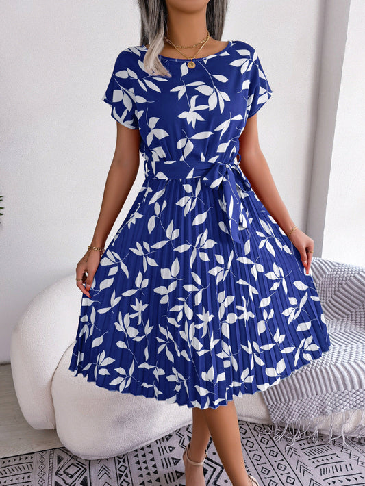 Naomi - Robe Midi Imprimée en Bleu