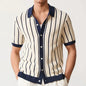 Chemise à boutons rayée en tricot pour hommes – Emilio