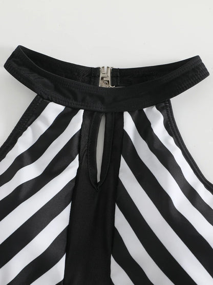 ZAHRA | Maillot rayé grande taille - Luviera Fashion