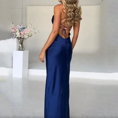 Robe maxi épurée avec fentes latérales – Nayla