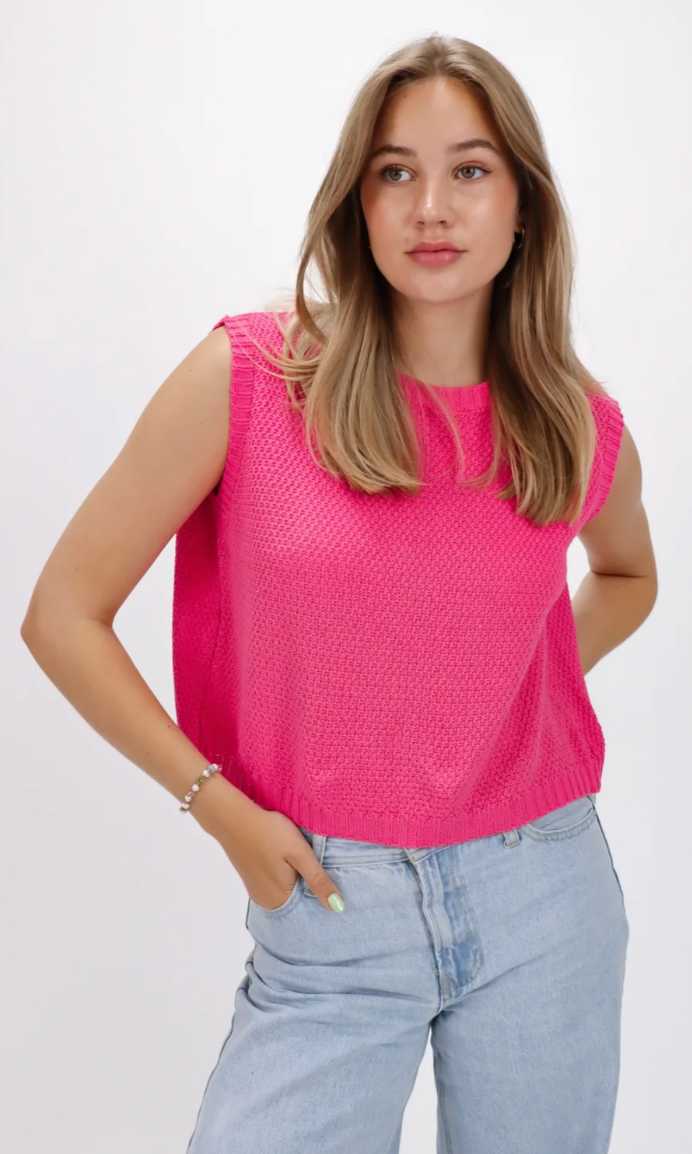 Top Tricoté Femme – Sans Manches – Dos Ouvert – Fermeture Nœud – Coupe Confortable
