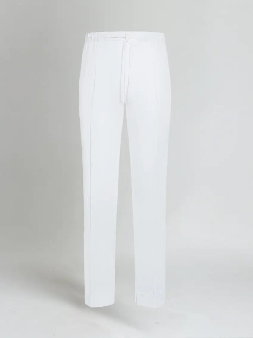 Pantalon en lin marine - Blanc