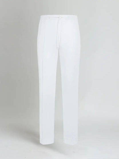 Pantalon en lin marine - Blanc