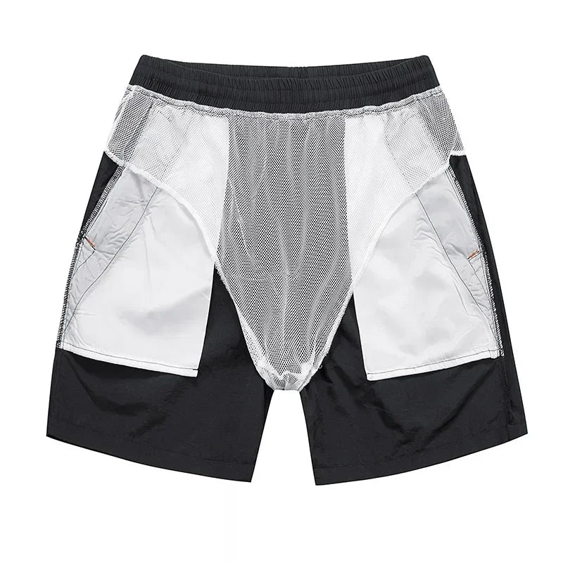 Shorts de course homme avec sous-shorts en mesh et poches zippées – Modèle Nikoas