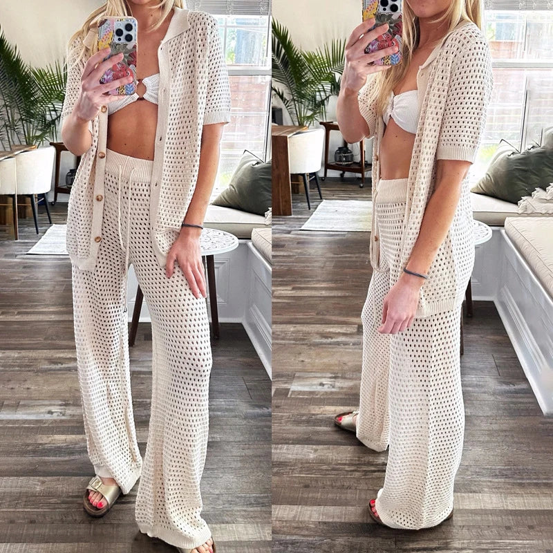 Ensemble d'été léger et tendance avec découpes et pantalon long pour femmes – Liora