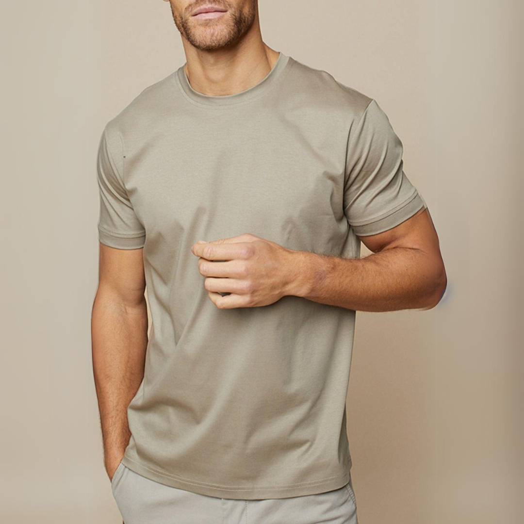 T-shirt en coton mercerisé pour hommes – Léon, doux et brillant