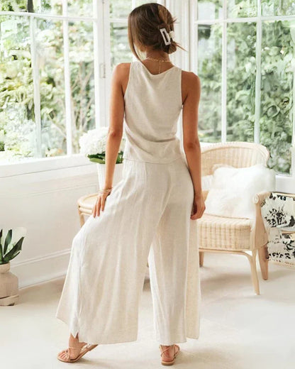 Ensemble Femme Tilda en Coton avec Col Rond et Pantalon Confort