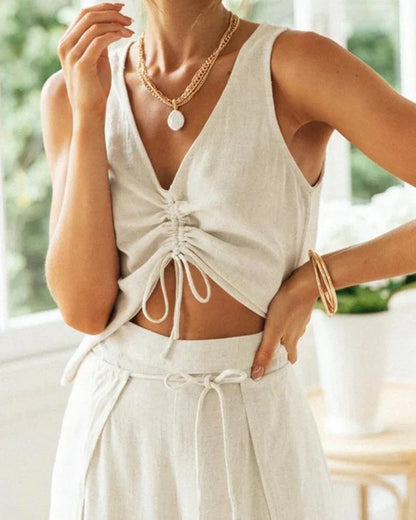 Ensemble Femme Tilda en Coton avec Col Rond et Pantalon Confort