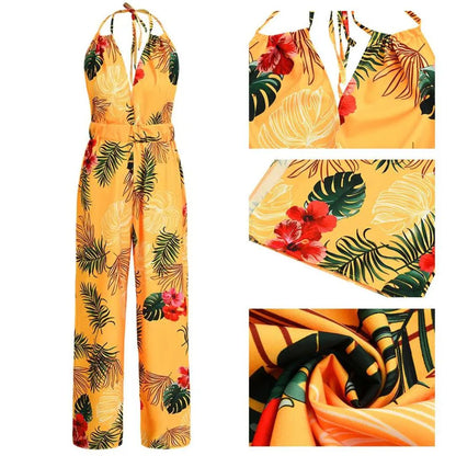 Salopette sans manches à motifs floraux pour femmes