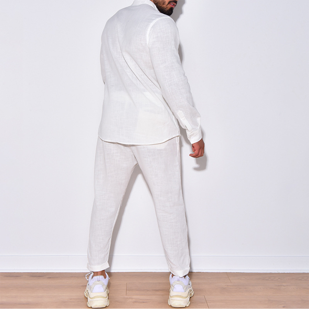 URBAIN | Ensemble luxe en lin pour homme : chemise et pantalon - Luviera Fashion
