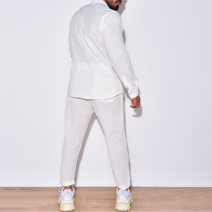 URBAIN | Ensemble luxe en lin pour homme : chemise et pantalon - Luviera Fashion
