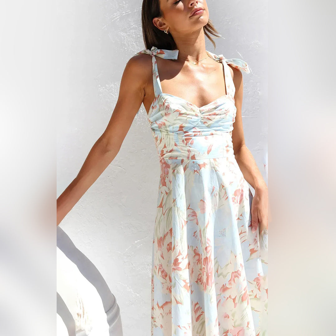 Robe midi florale en tissu léger – Alina