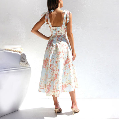Robe midi florale en tissu léger – Alina